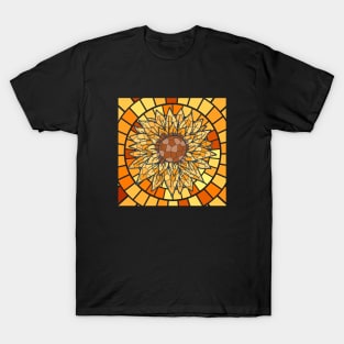 Sunflower Mosaic Flora Minimalist Retro Vintage T-Shirt